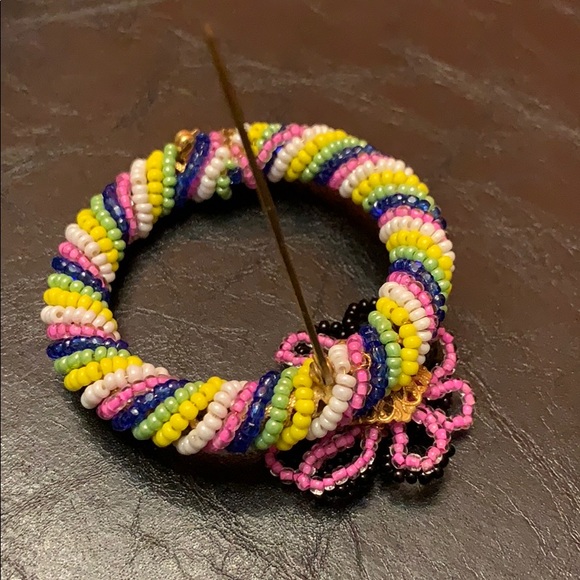 MIRIAM HASKELL MULTI-COLORED BEADED FLOWER BROOCH - Picture 5 of 6